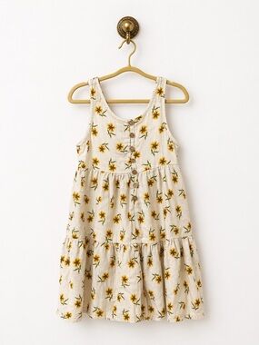 Zara Girls Linen Sundress with Yellow sunflower Print.
